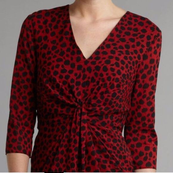 Nwot Whistles "Coletta" silk long sleeve dress, Red Animal Print stitch fix 36eu - Picture 2 of 9